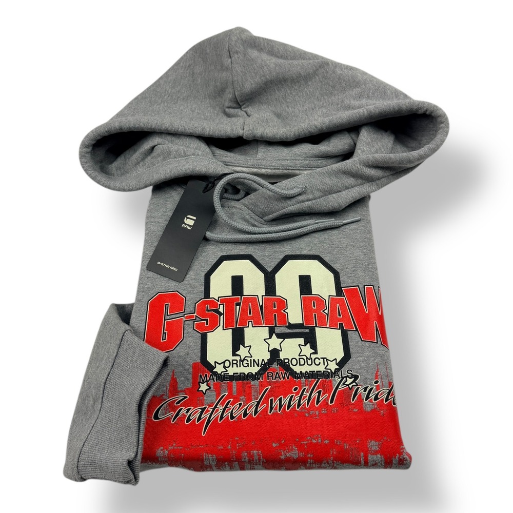 G-Star Raw Skyline HDD SW Hooded Graphic Sweatshirt Grey Men XL D24929-D685-8073